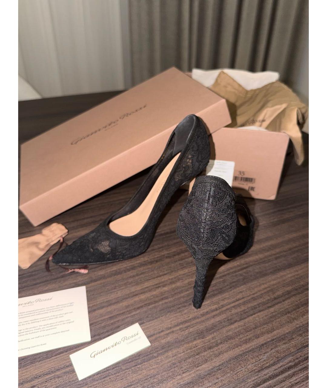 GIANVITO ROSSI Черные текстильные туфли, фото 3