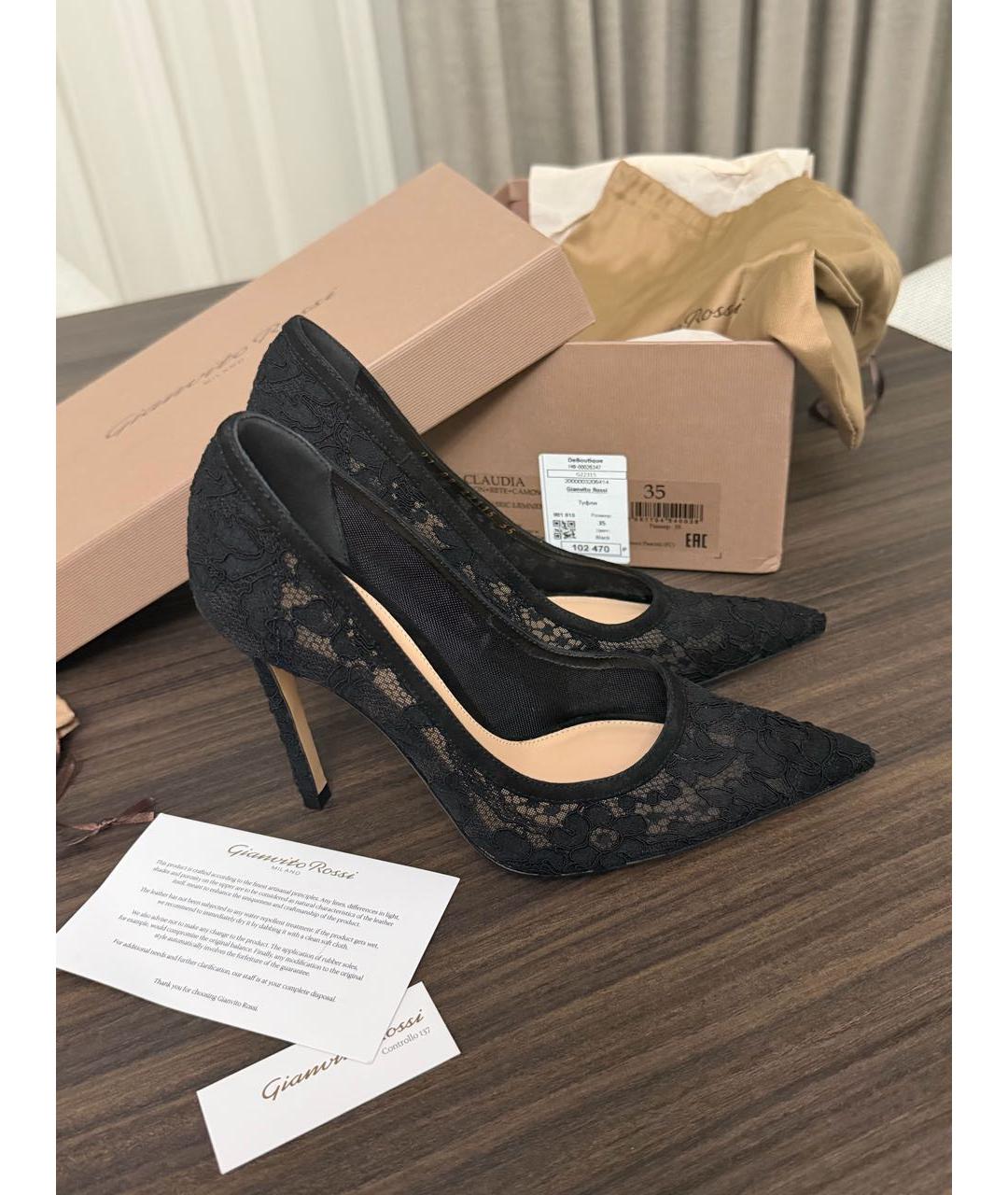 GIANVITO ROSSI Черные текстильные туфли, фото 5