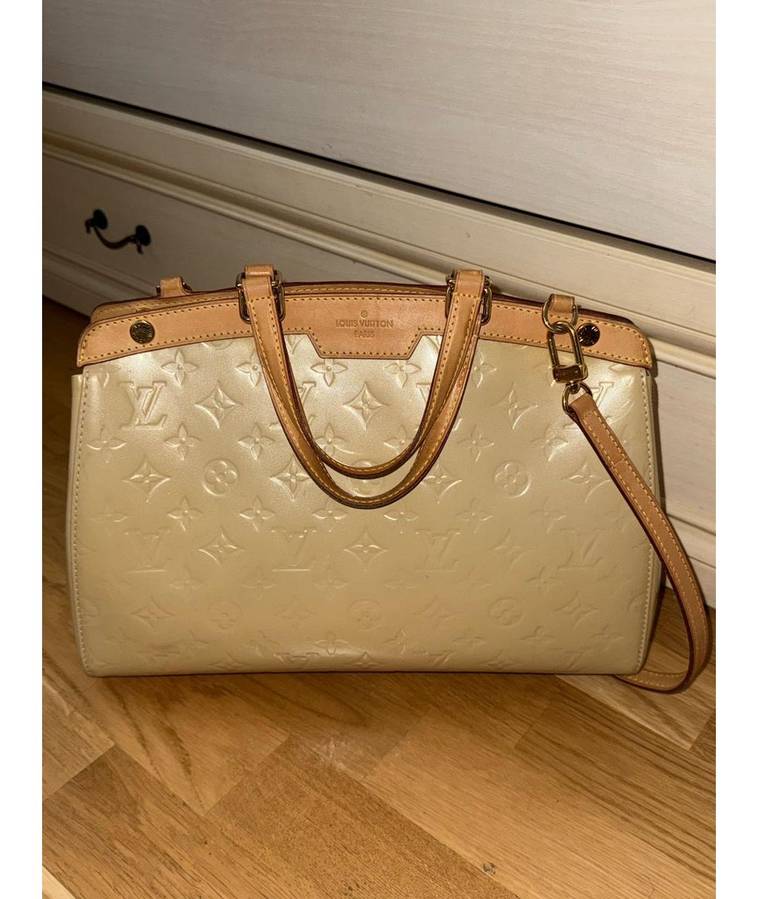 LOUIS VUITTON Бежевая кожаная сумка тоут, фото 6