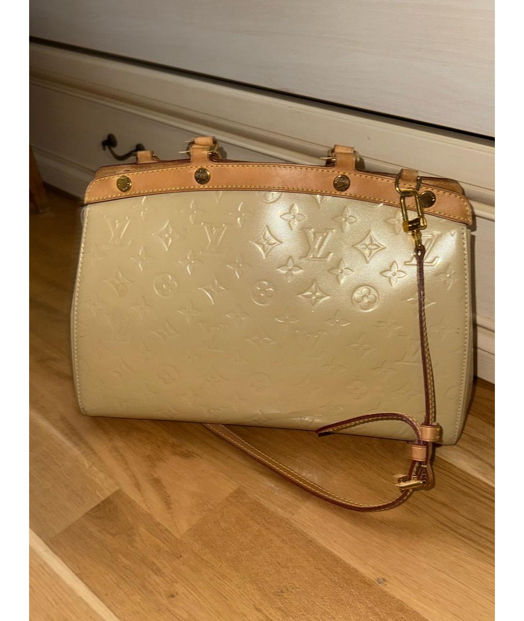 LOUIS VUITTON Бежевая кожаная сумка тоут, фото 3