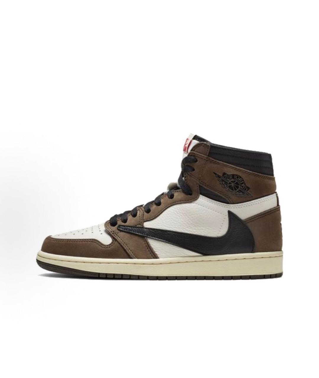 JORDAN Коричневые замшевые высокие кроссовки / кеды, фото 3