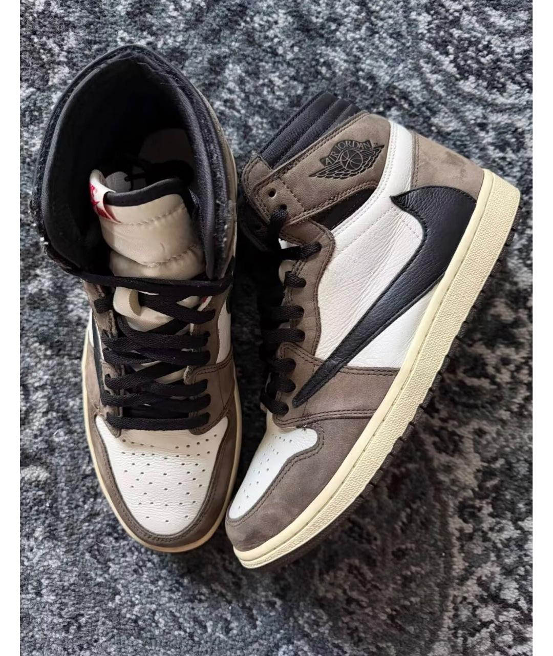 JORDAN Коричневые замшевые высокие кроссовки / кеды, фото 2