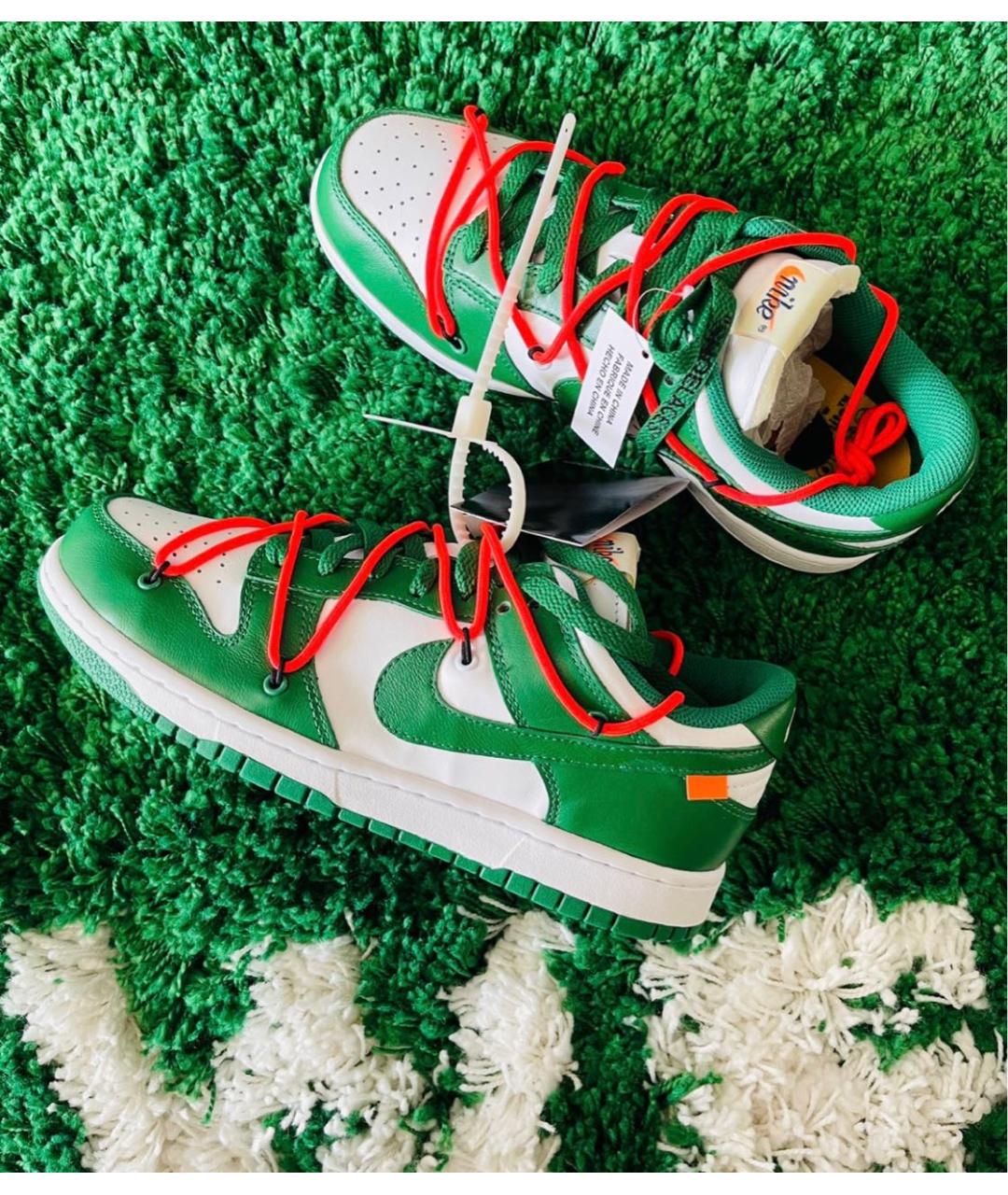 NIKE X OFF-WHITE Зеленые кожаные низкие кроссовки / кеды, фото 2