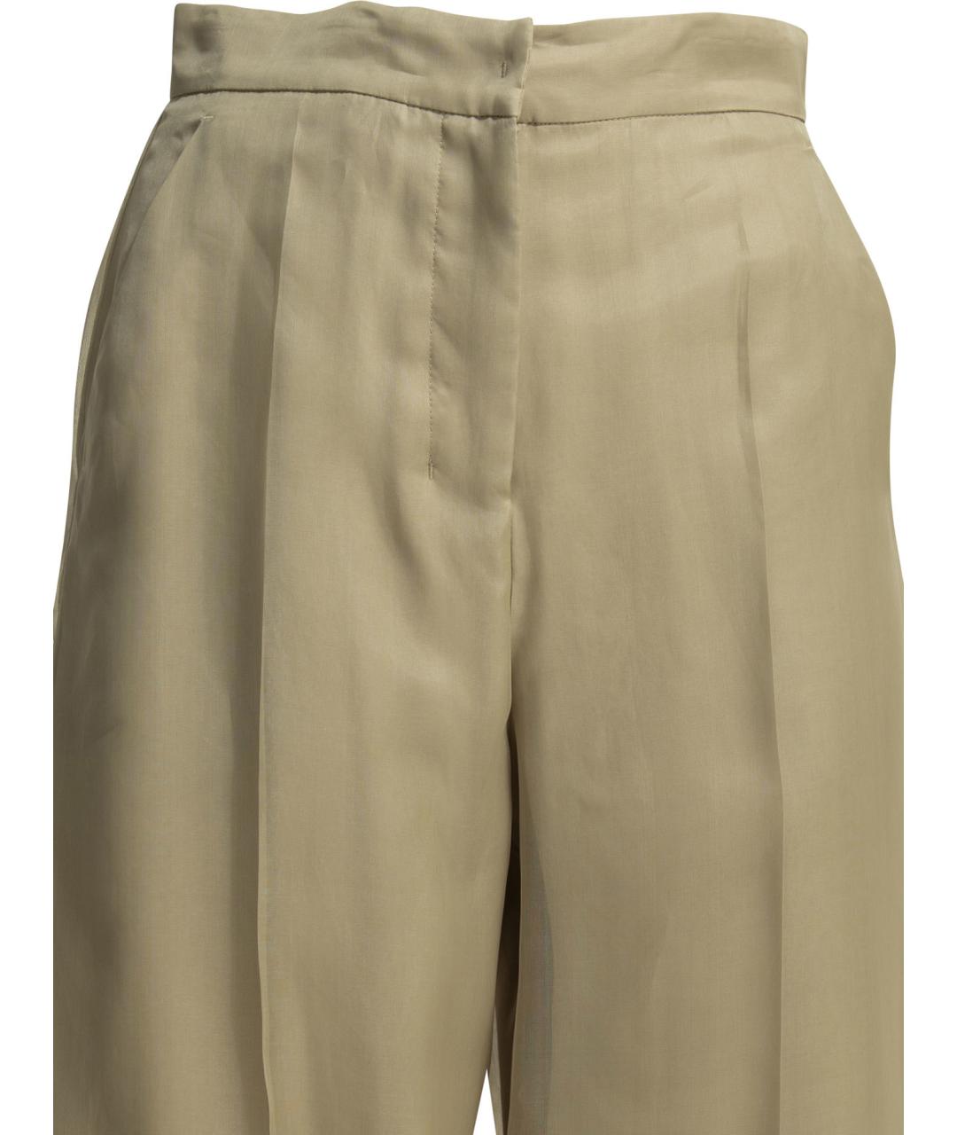 MAX MARA Бежевые шелковые прямые брюки, фото 3
