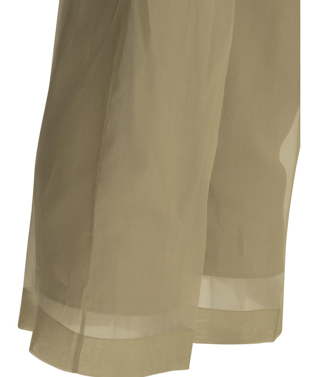 MAX MARA Бежевые шелковые прямые брюки, фото 4