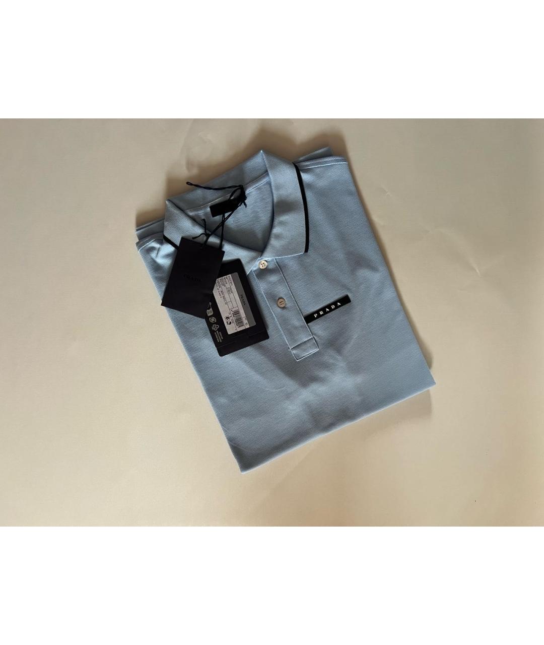 PRADA Голубое хлопковое поло с коротким рукавом, фото 8