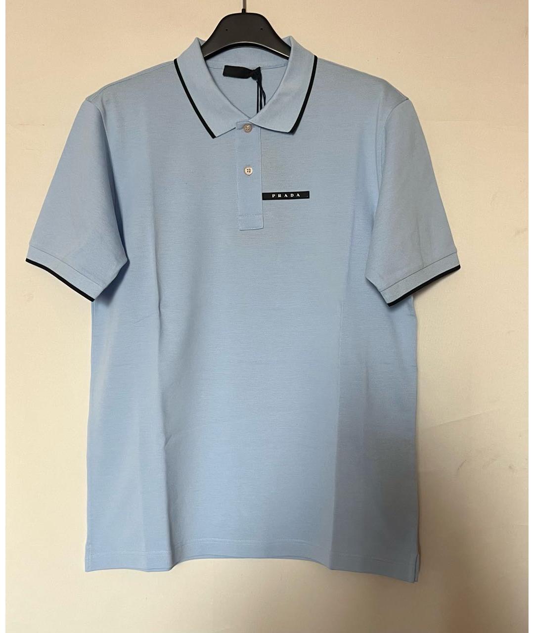 PRADA Голубое хлопковое поло с коротким рукавом, фото 6