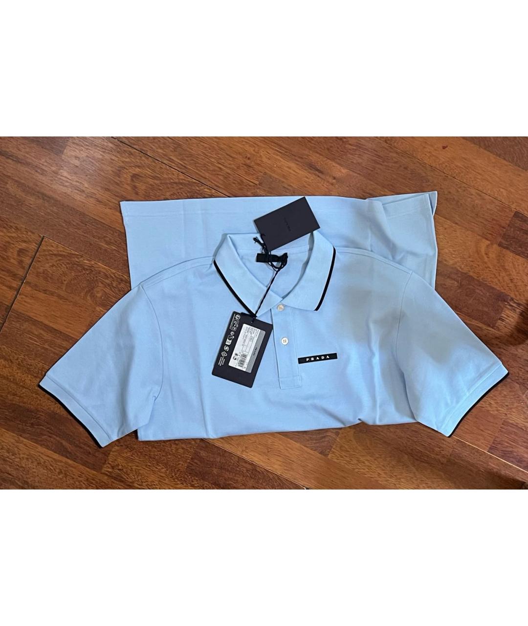 PRADA Голубое хлопковое поло с коротким рукавом, фото 2