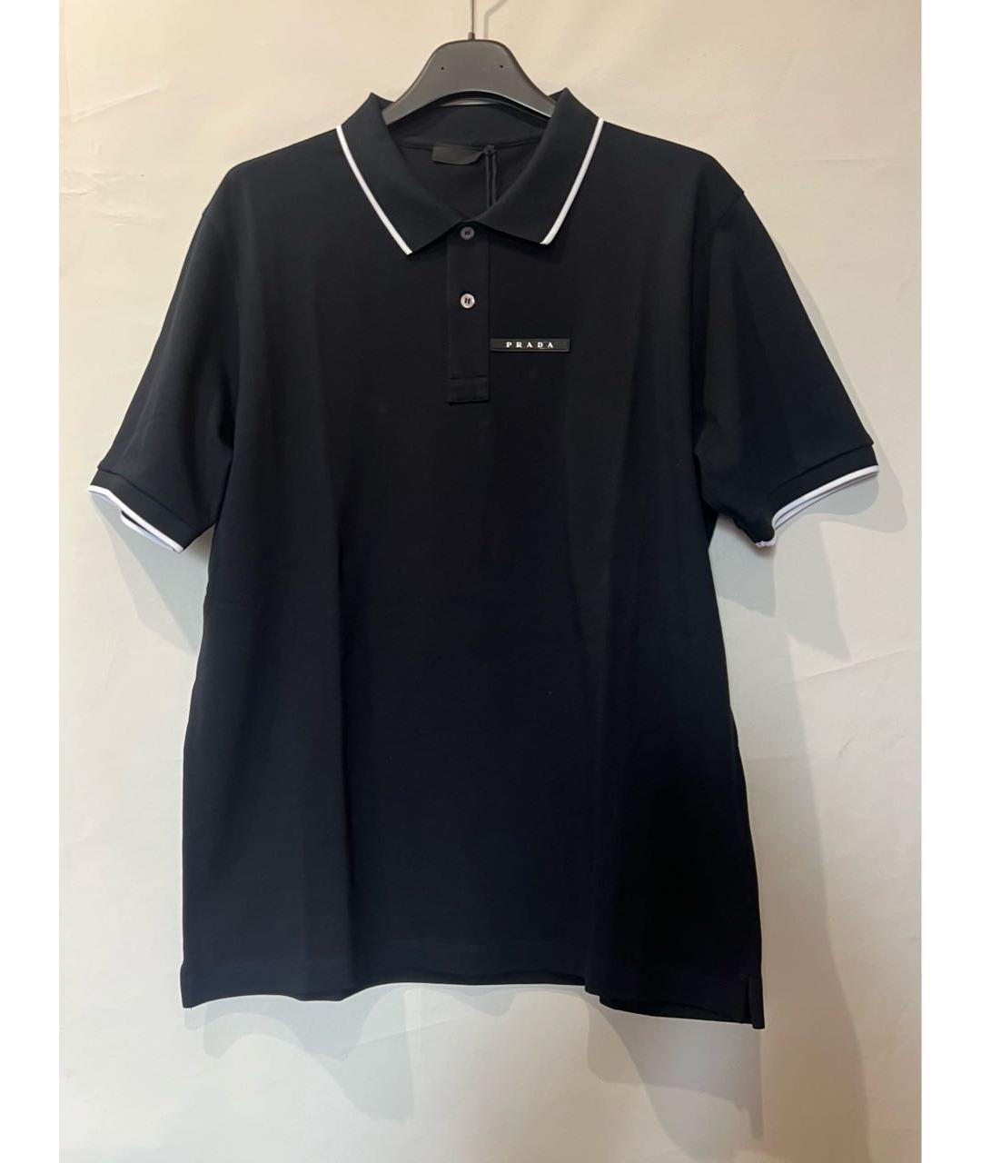 PRADA Темно-синее хлопковое поло с коротким рукавом, фото 9