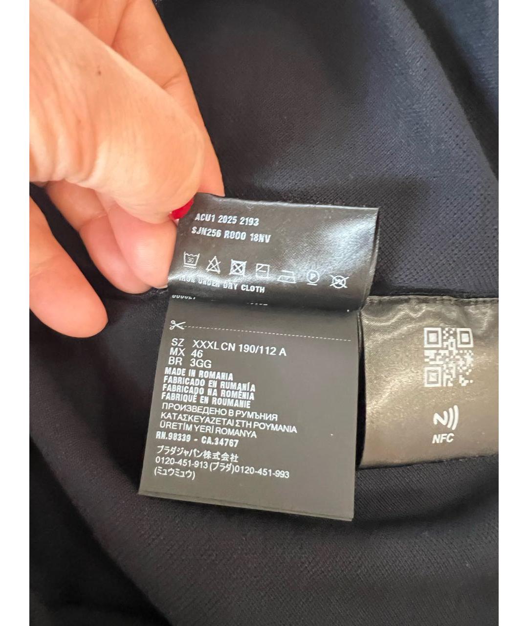 PRADA Темно-синее хлопковое поло с коротким рукавом, фото 6