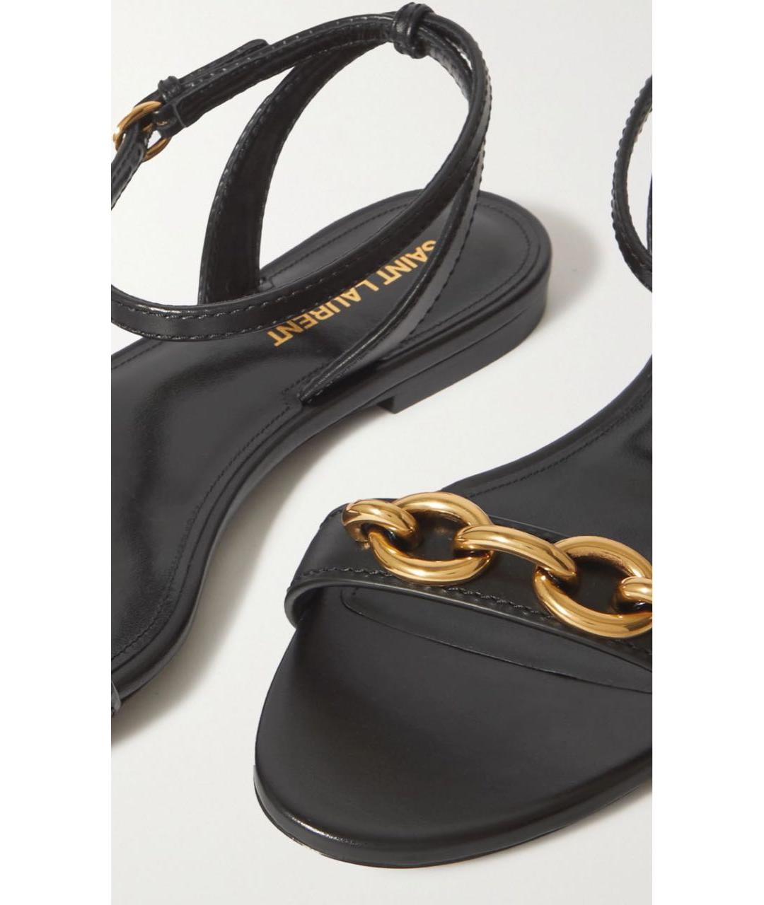 SAINT LAURENT Черные кожаные сандалии, фото 4