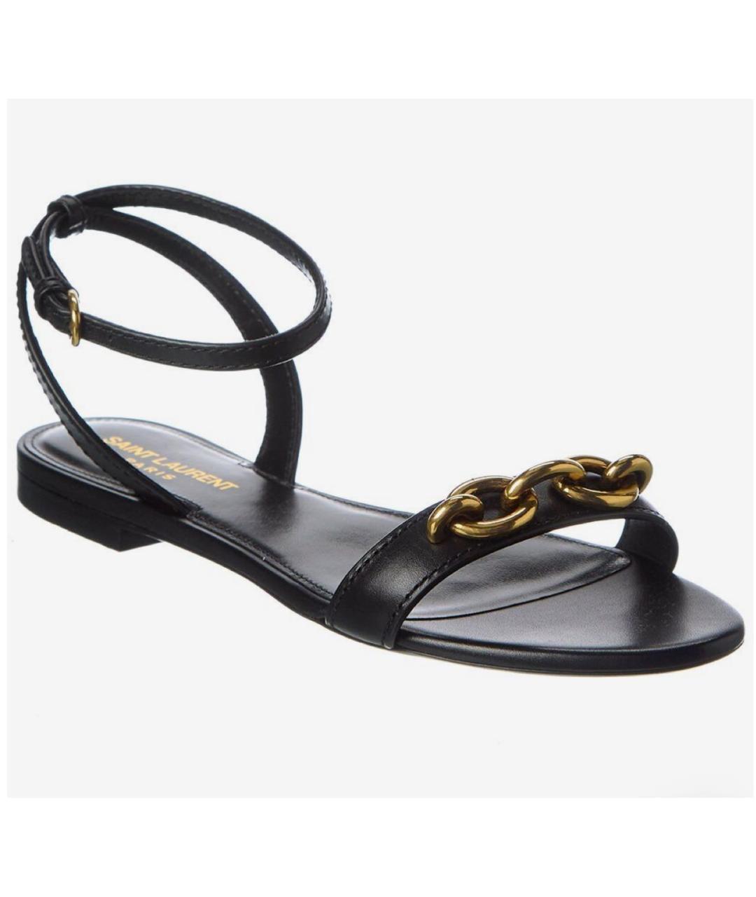 SAINT LAURENT Черные кожаные сандалии, фото 8