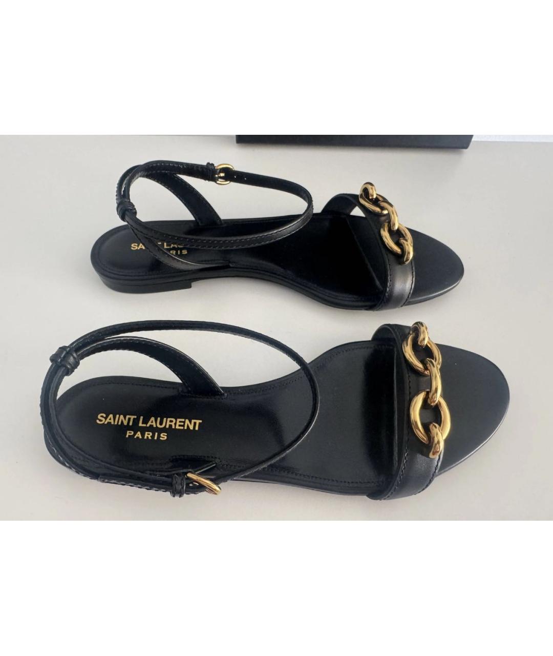 SAINT LAURENT Черные кожаные сандалии, фото 7