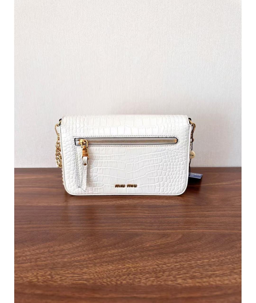 MIU MIU Белая кожаная сумка через плечо, фото 3