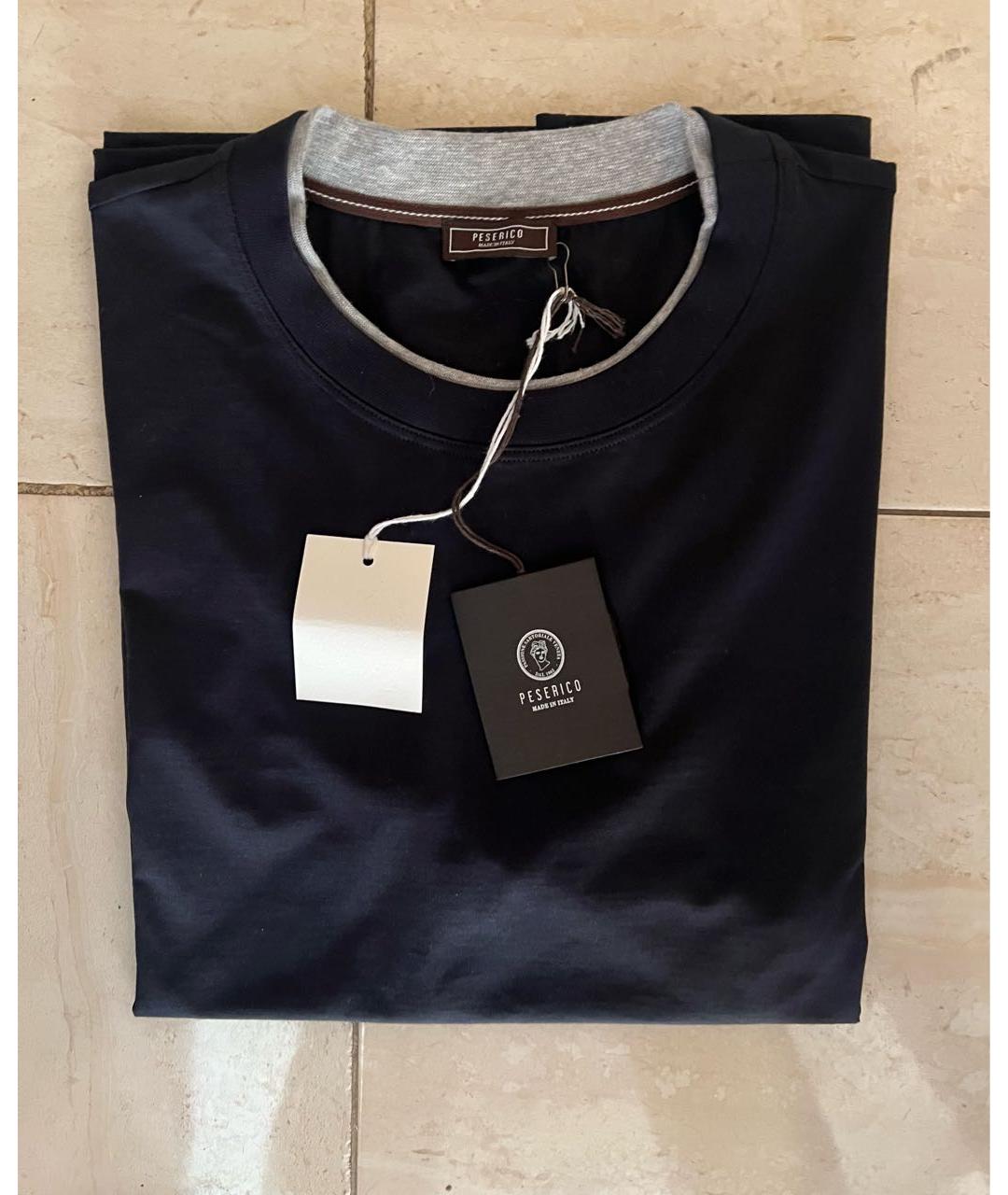 PESERICO Темно-синяя хлопковая футболка, фото 6