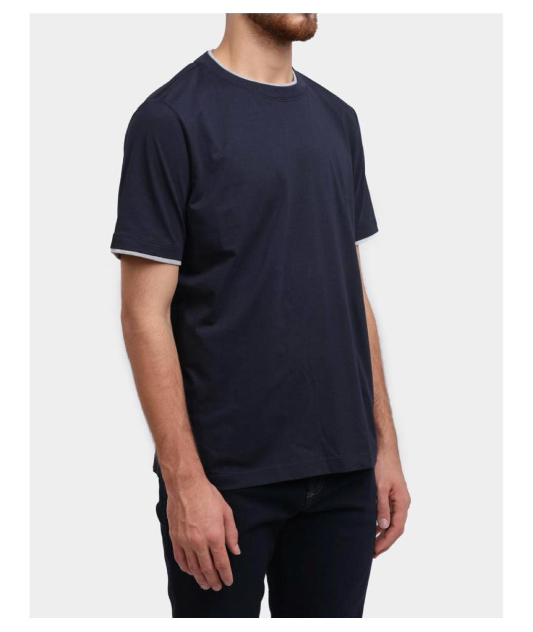 PESERICO Темно-синяя хлопковая футболка, фото 3