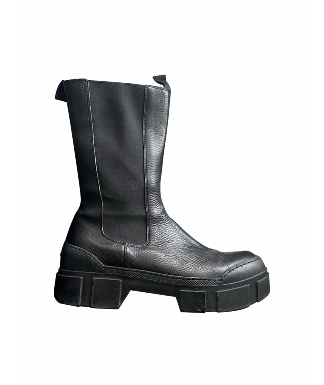 VIC MATIE Черные кожаные ботинки, фото 1