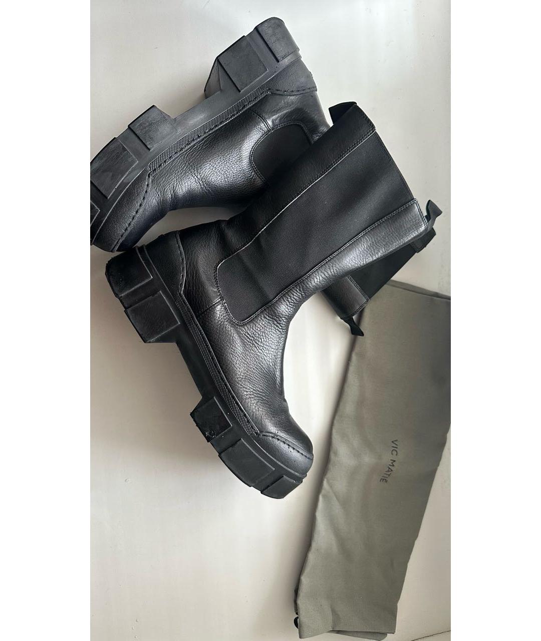 VIC MATIE Черные кожаные ботинки, фото 9
