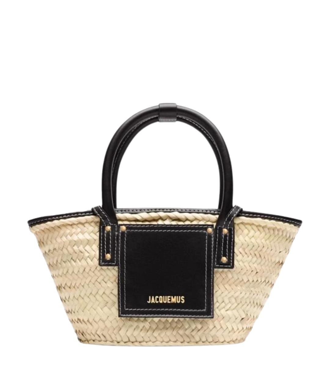 JACQUEMUS Бежевая пелетеная сумка с короткими ручками, фото 1
