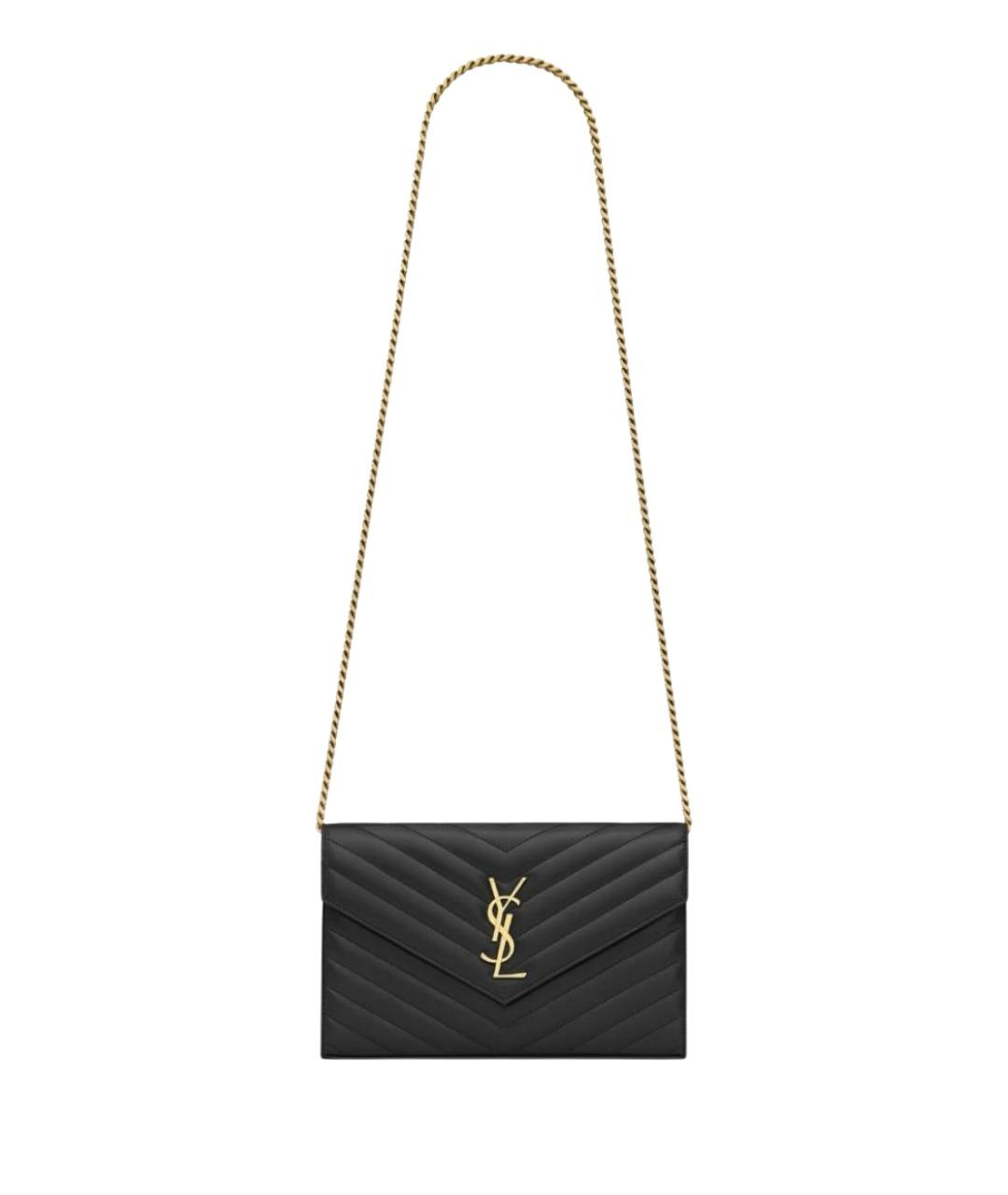 SAINT LAURENT Черная кожаная сумка через плечо, фото 1