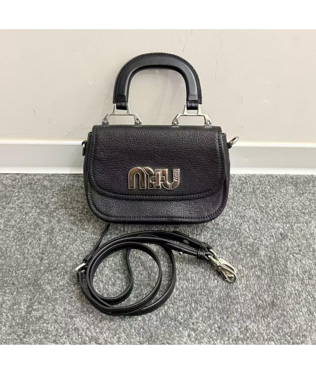 MIU MIU Черная кожаная сумка через плечо, фото 2