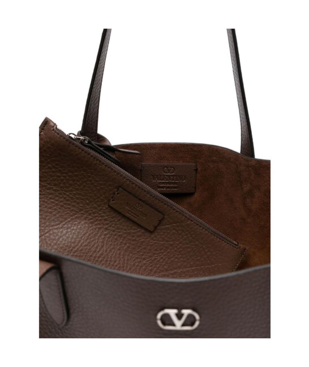 VALENTINO Коричневая кожаная сумка тоут, фото 4