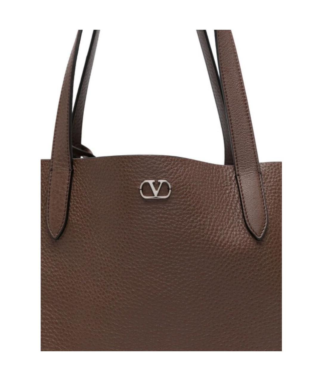 VALENTINO Коричневая кожаная сумка тоут, фото 3