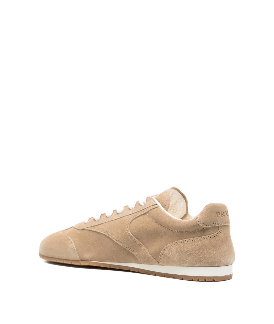 PRADA Бежевые замшевые кроссовки, фото 3