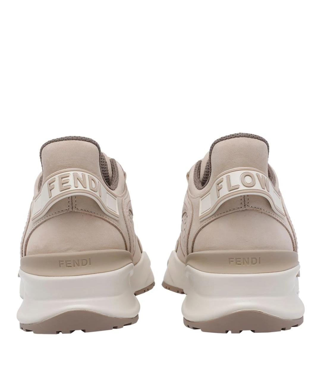 FENDI Бежевые замшевые кроссовки, фото 4