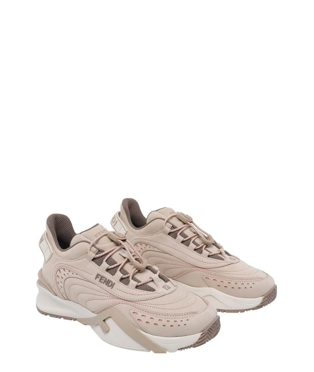 FENDI Бежевые замшевые кроссовки, фото 3