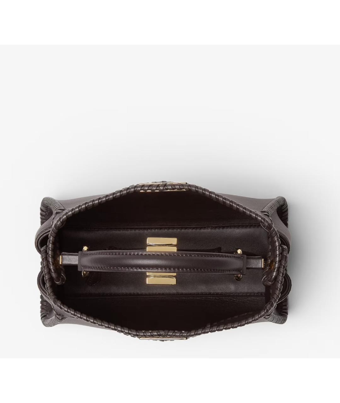 FENDI Коричневая кожаная сумка с короткими ручками, фото 4