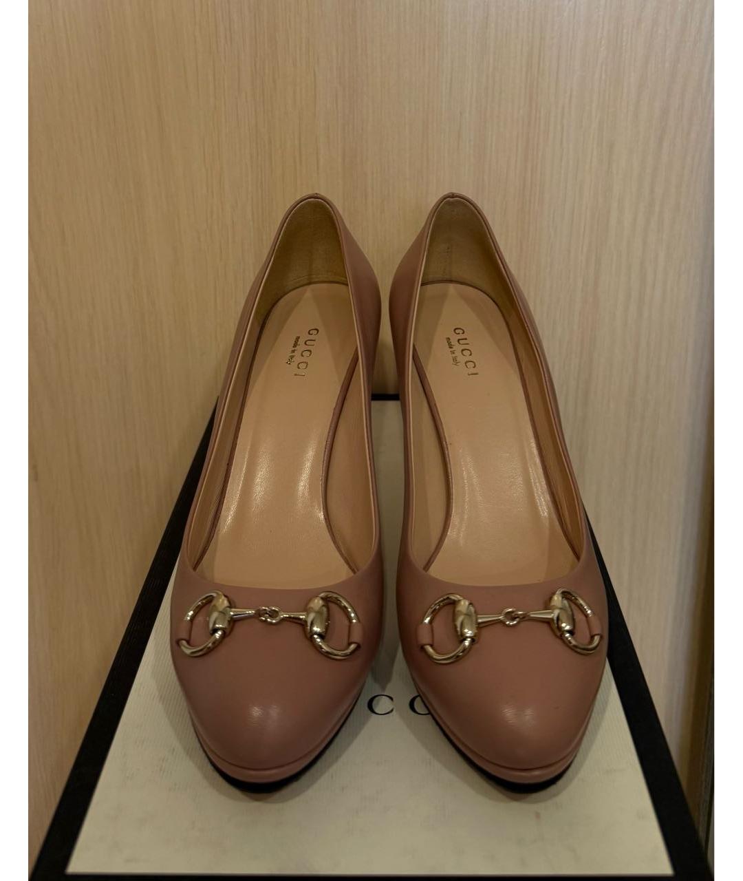 GUCCI Розовые кожаные туфли, фото 2