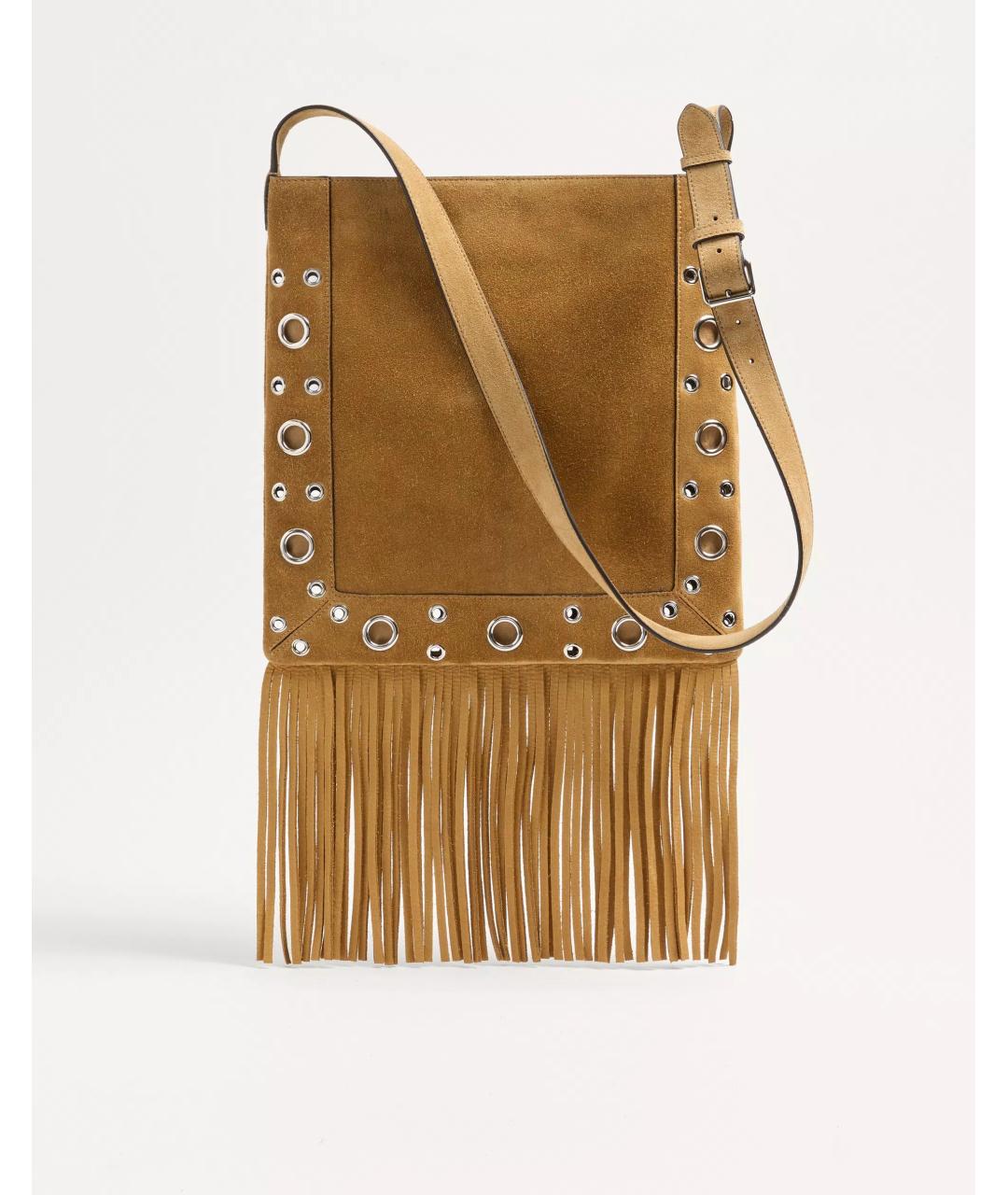 VALENTINO Бежевая замшевая сумка на плечо, фото 4