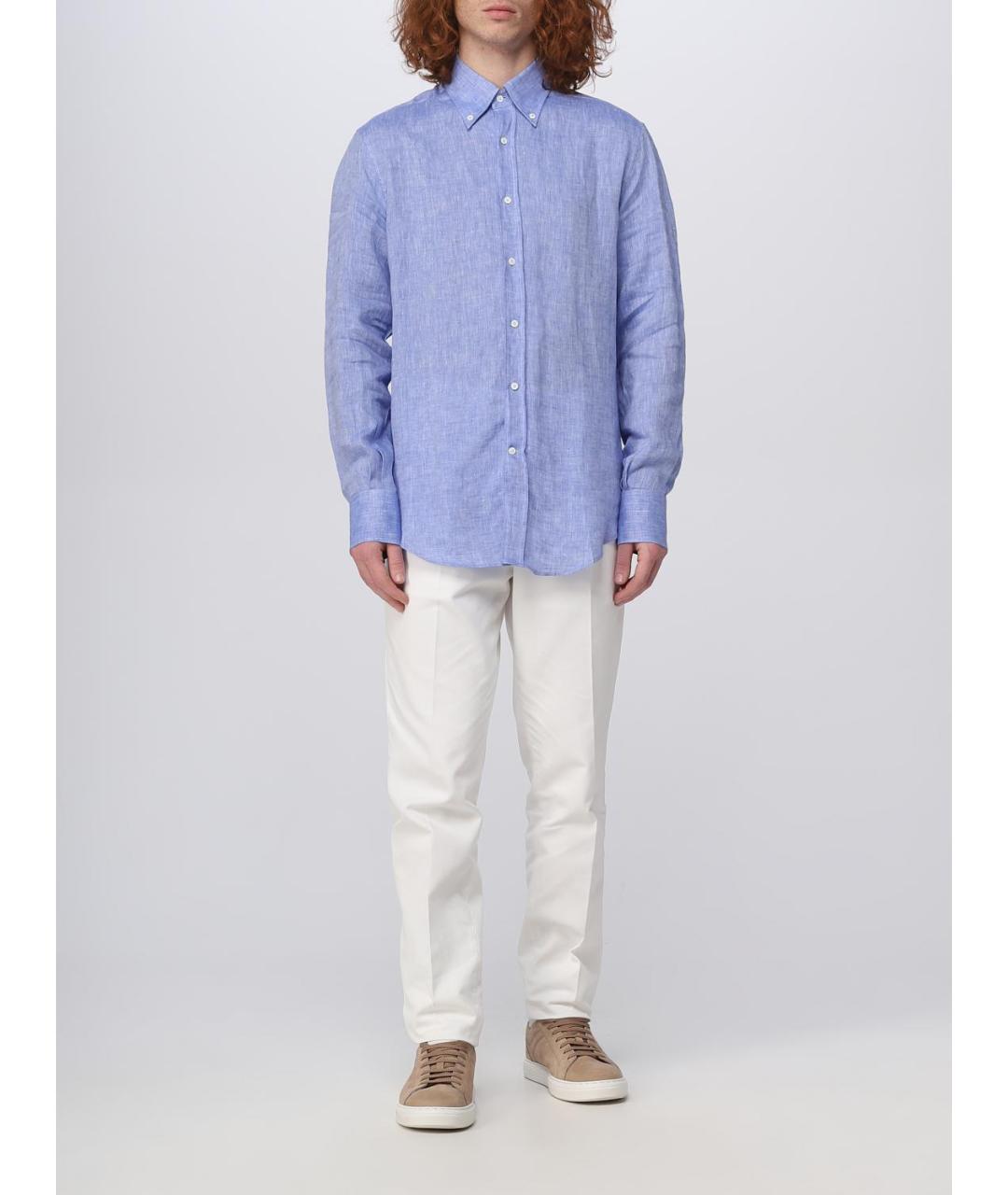 BRUNELLO CUCINELLI Голубая кэжуал рубашка, фото 2