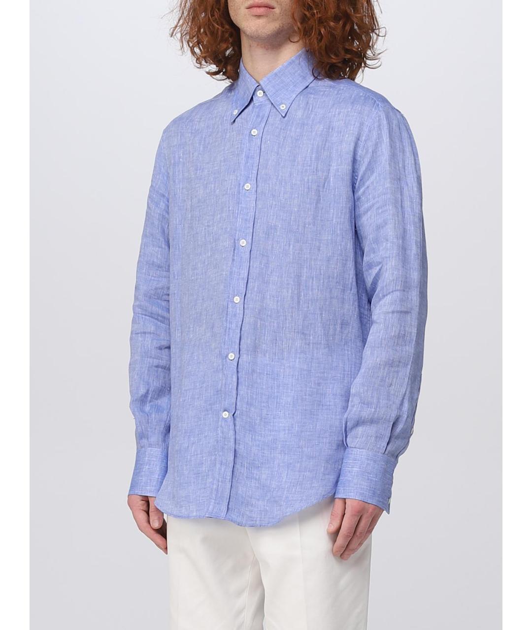 BRUNELLO CUCINELLI Голубая кэжуал рубашка, фото 4