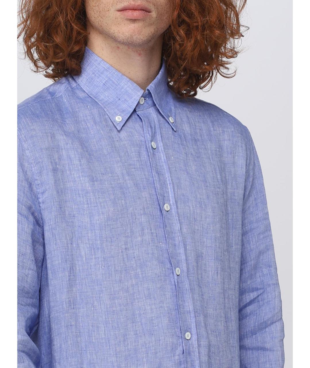 BRUNELLO CUCINELLI Голубая кэжуал рубашка, фото 5