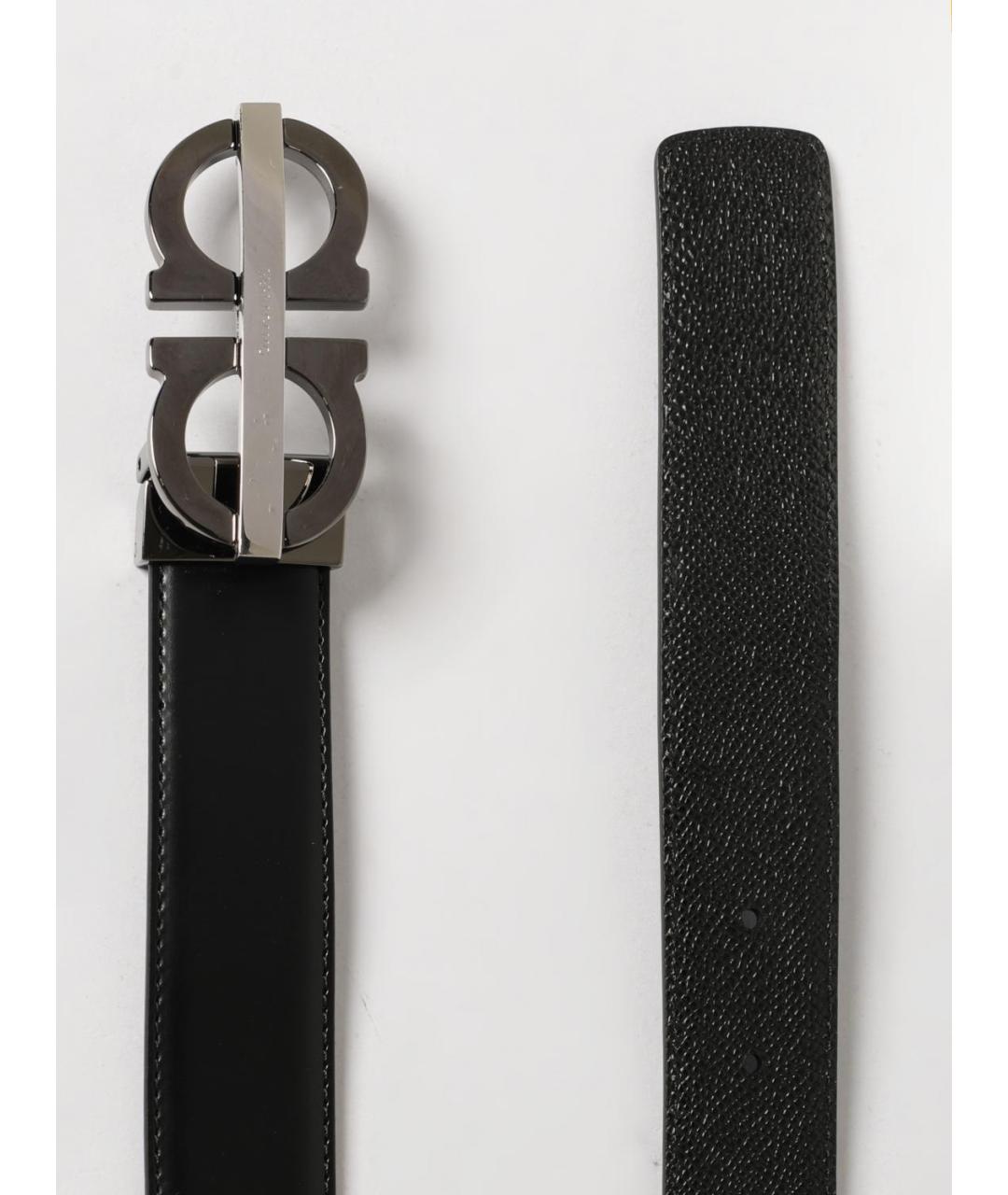 FERRAGAMO Черный кожаный ремень, фото 3