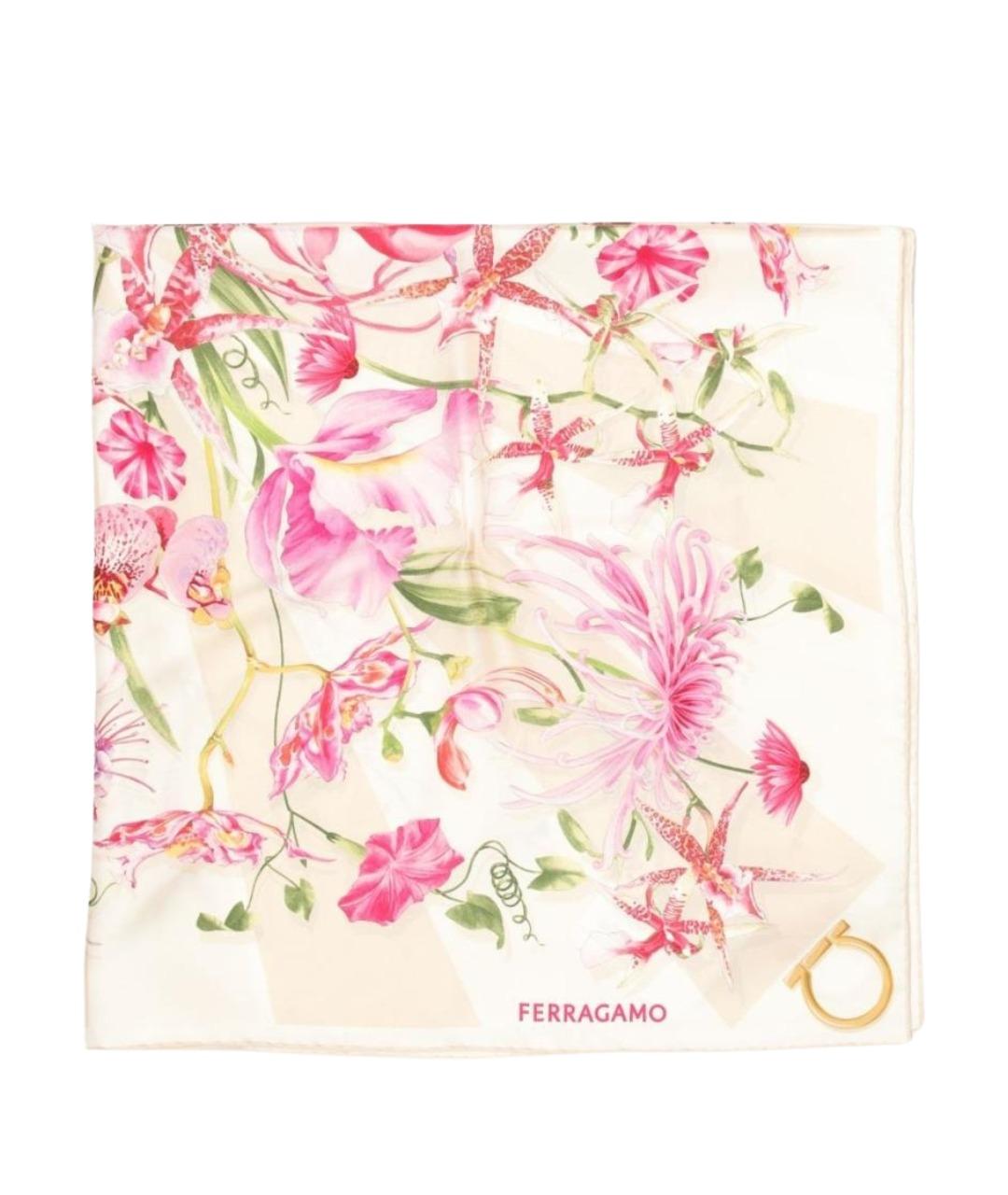 FERRAGAMO Розовый шелковый шарф, фото 1