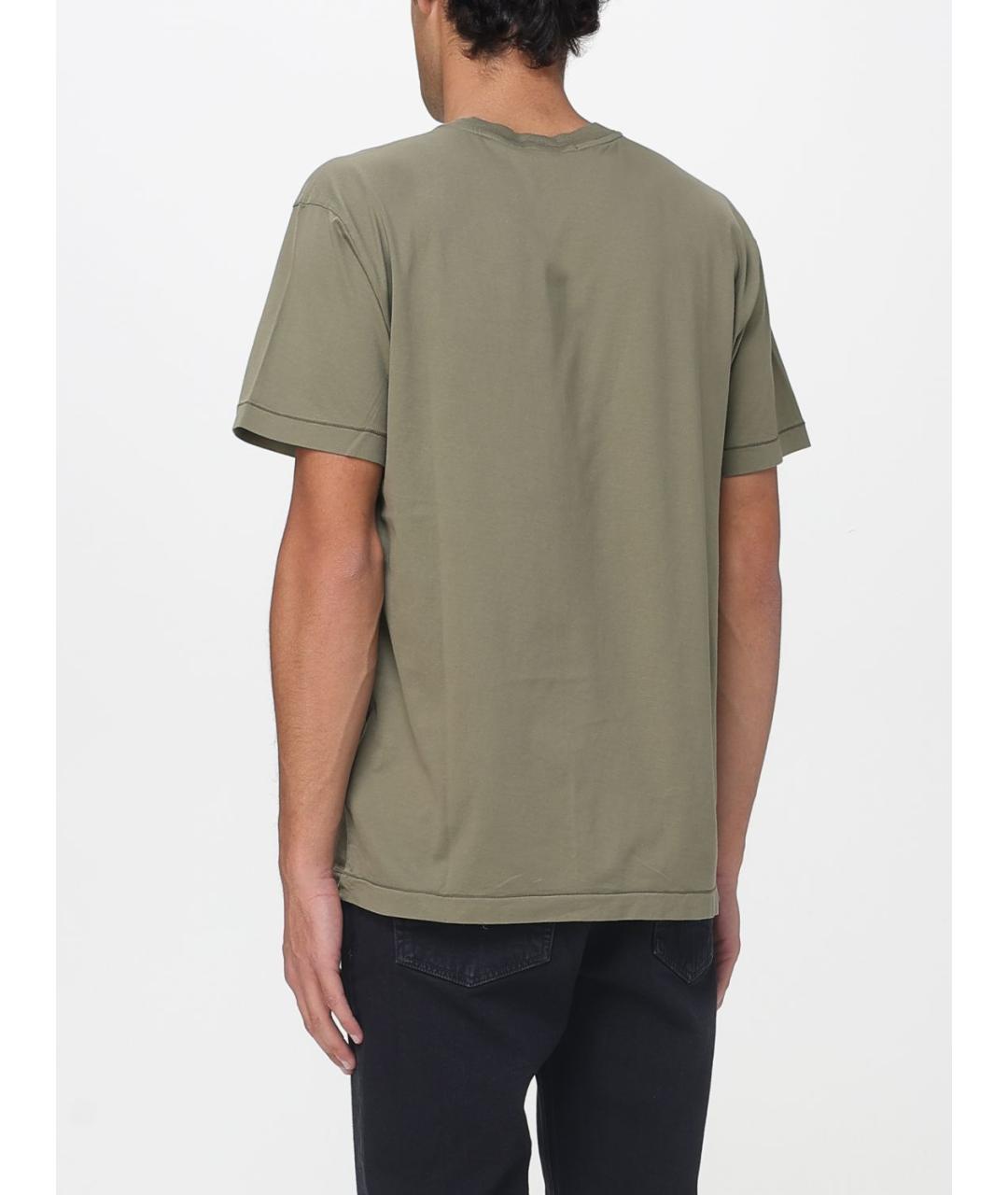 STONE ISLAND Хаки хлопковая футболка, фото 2