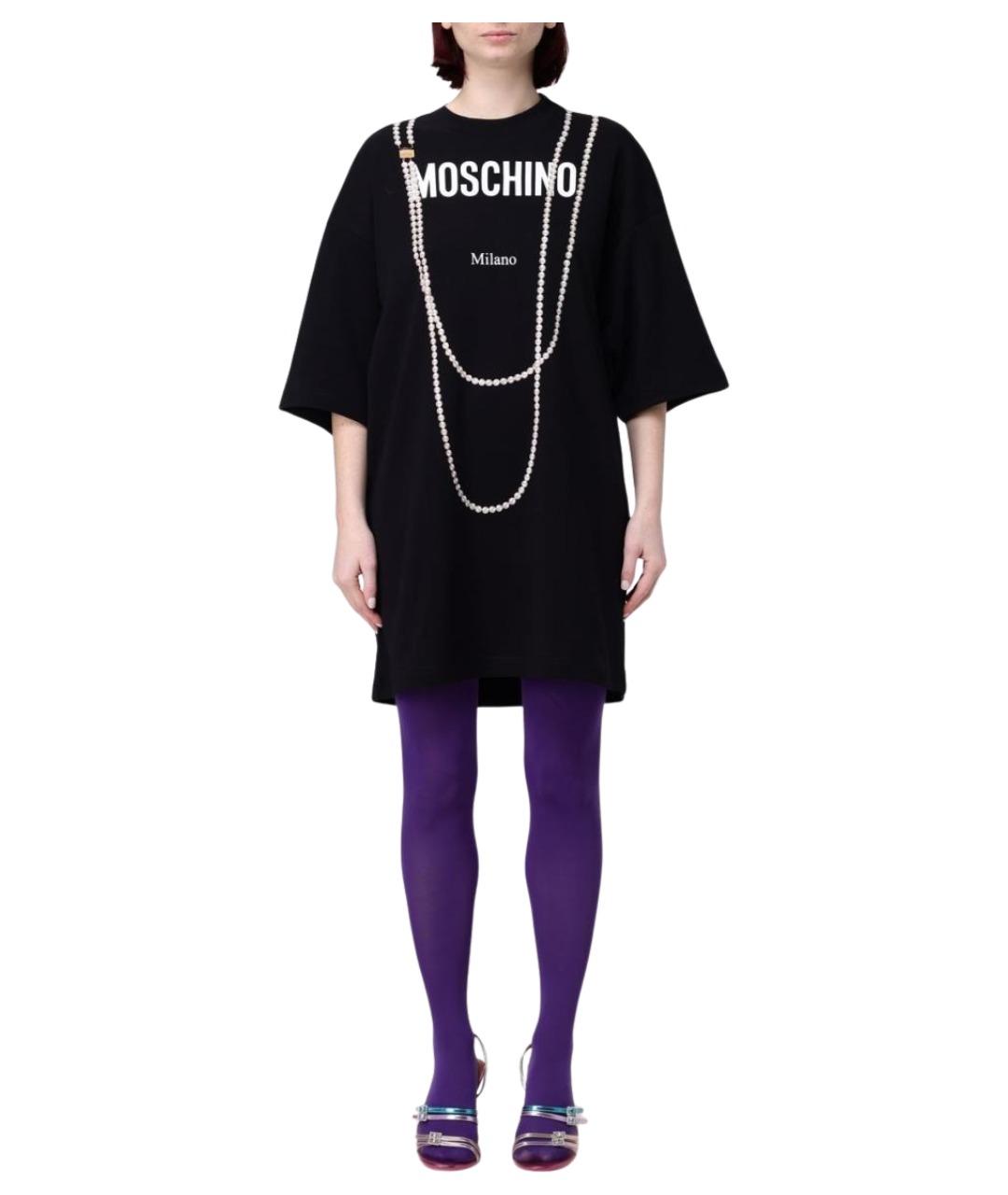 MOSCHINO Черное хлопковое повседневное платье, фото 1