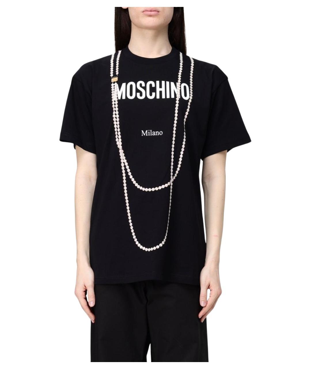 MOSCHINO Черная хлопковая футболка, фото 1