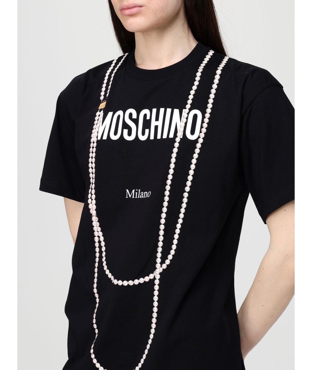 MOSCHINO Черная хлопковая футболка, фото 4