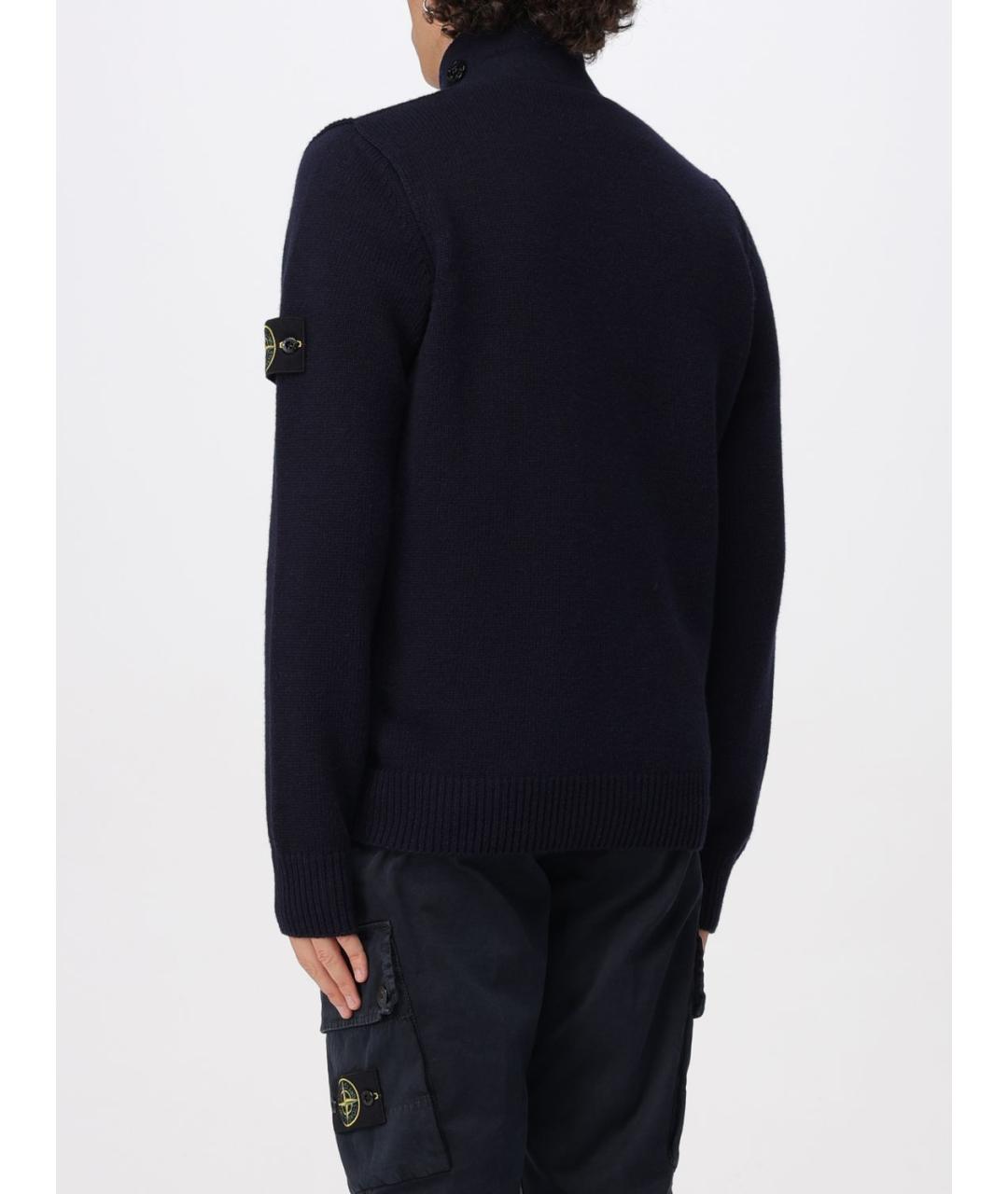 STONE ISLAND Темно-синий шерстяной кардиган, фото 3