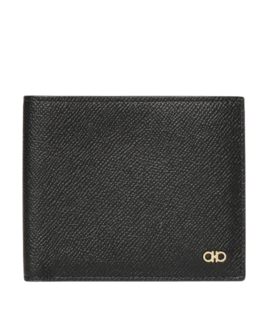 FERRAGAMO Черный кожаный кошелек, фото 1