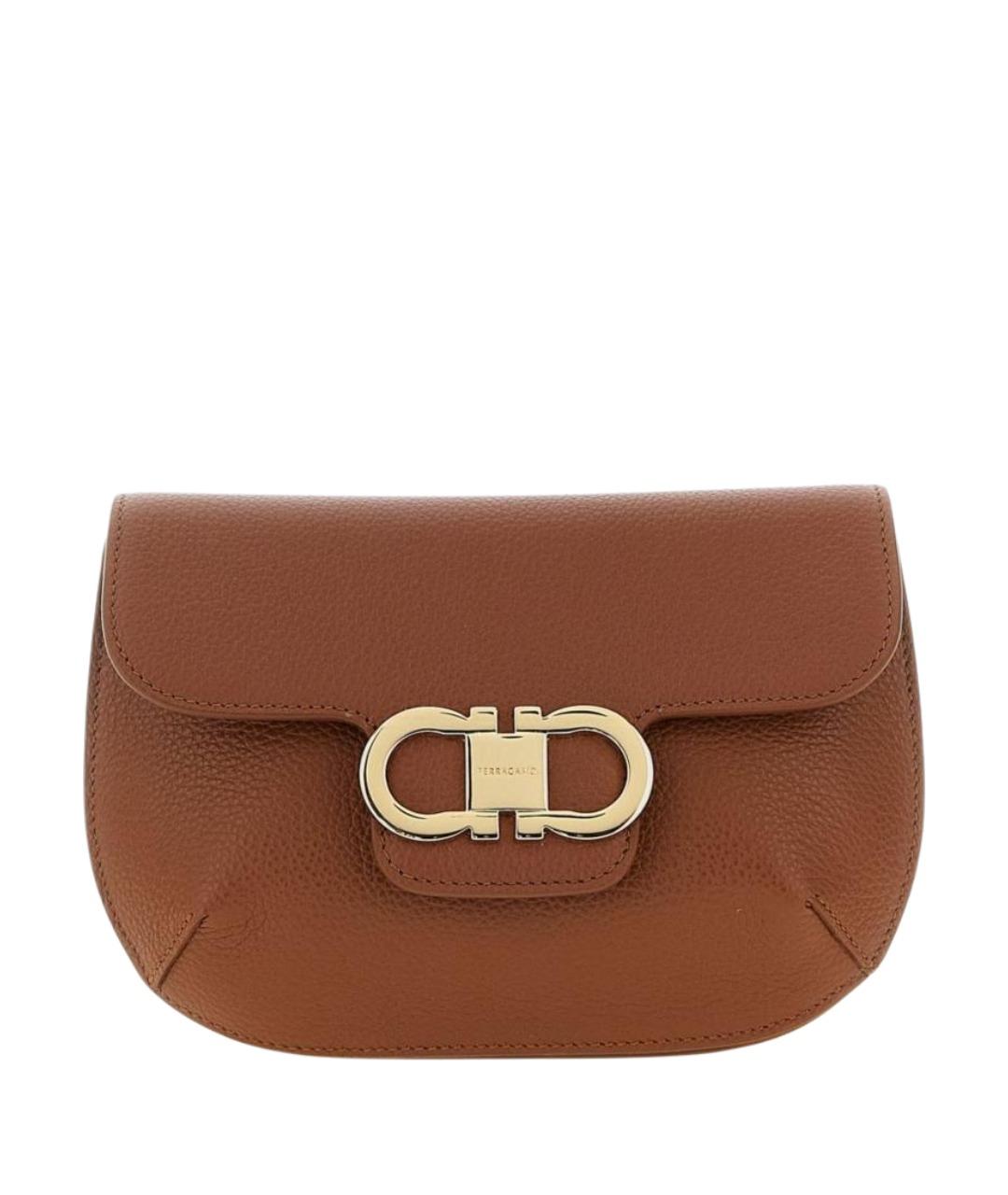 FERRAGAMO Коричневая кожаная сумка через плечо, фото 1