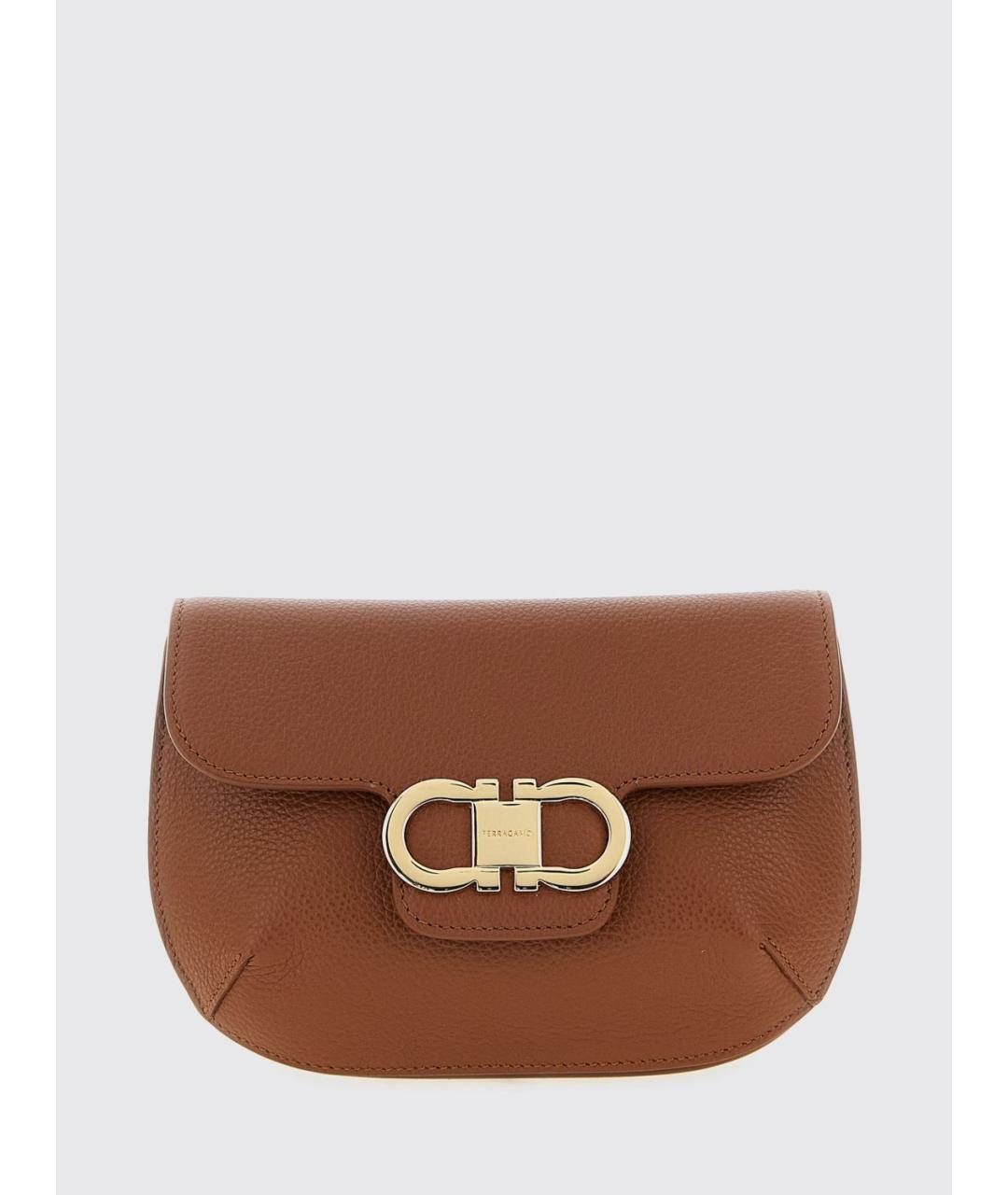 FERRAGAMO Коричневая кожаная сумка через плечо, фото 5