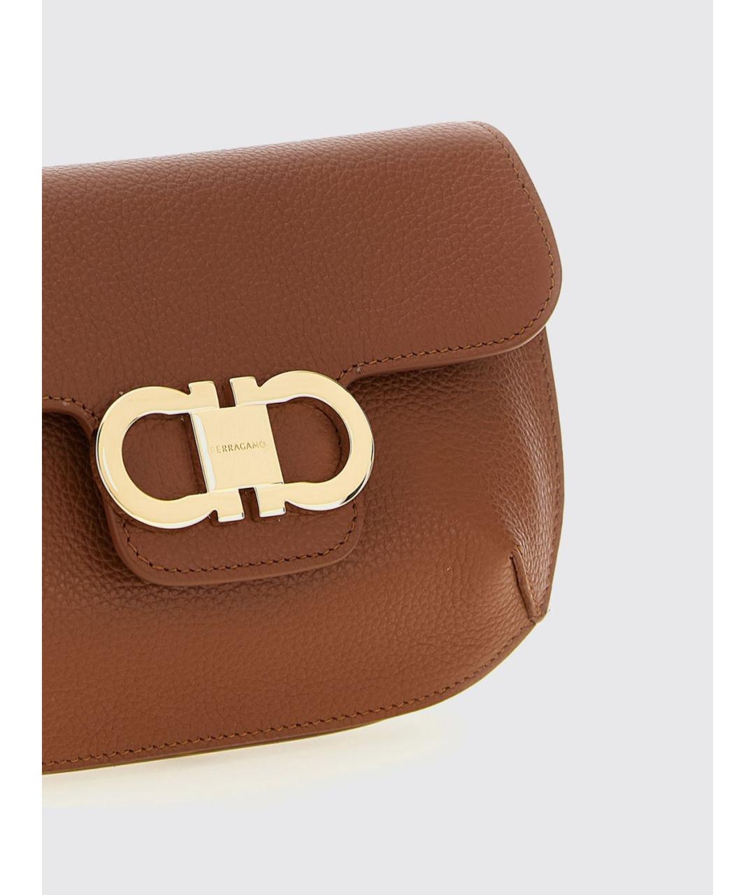 FERRAGAMO Коричневая кожаная сумка через плечо, фото 3