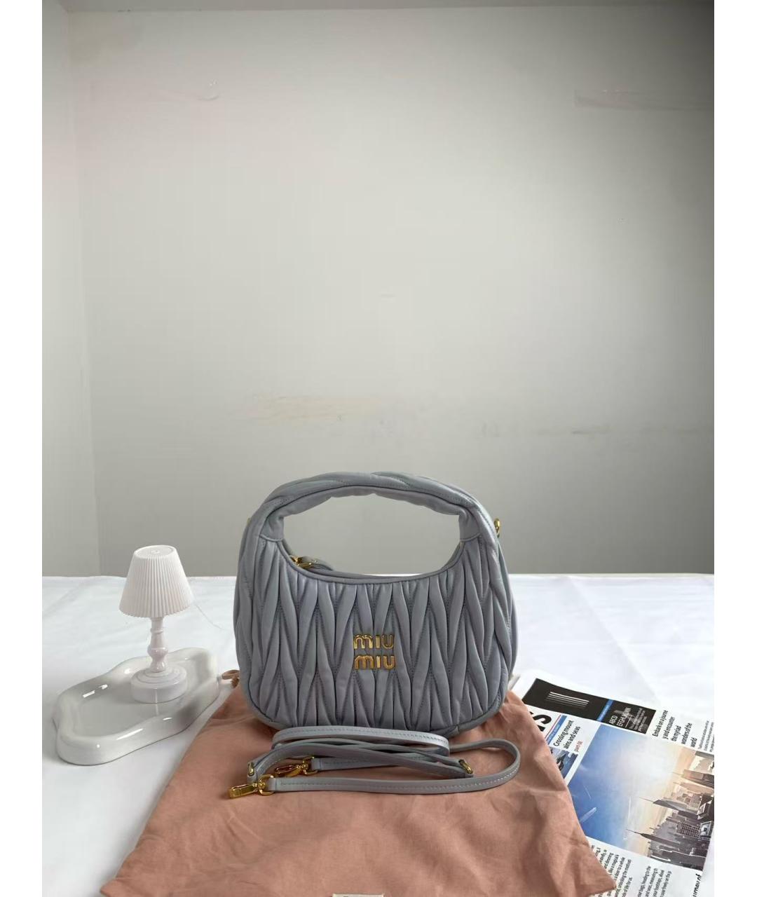 MIU MIU Голубая кожаная сумка через плечо, фото 2