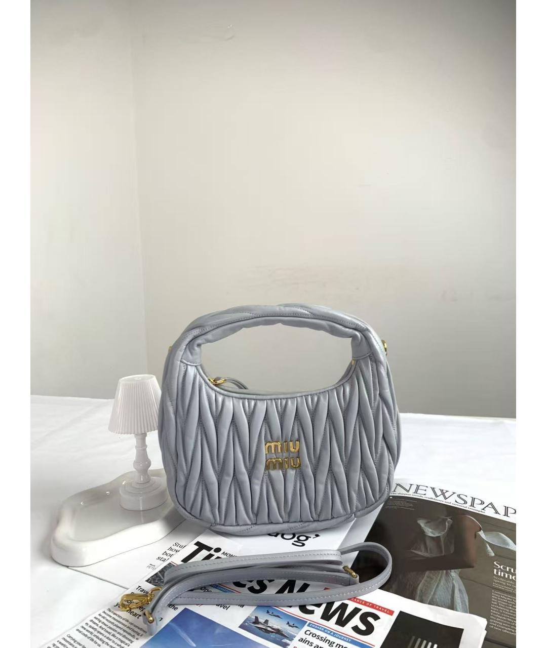 MIU MIU Голубая кожаная сумка через плечо, фото 3