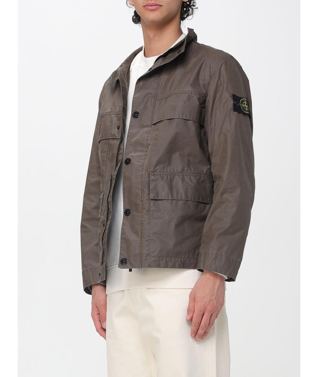 STONE ISLAND Коричневая полиэстеровая куртка, фото 3